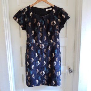 SM Wardrobe Black & Teal Parrot Print Corduroy Dress XL
